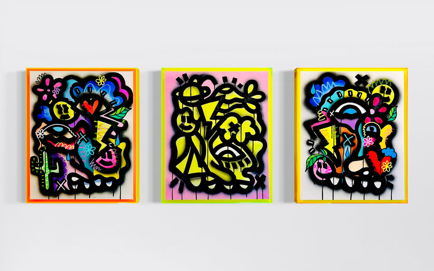 Chromatic Convergence- Original Framed Triptych