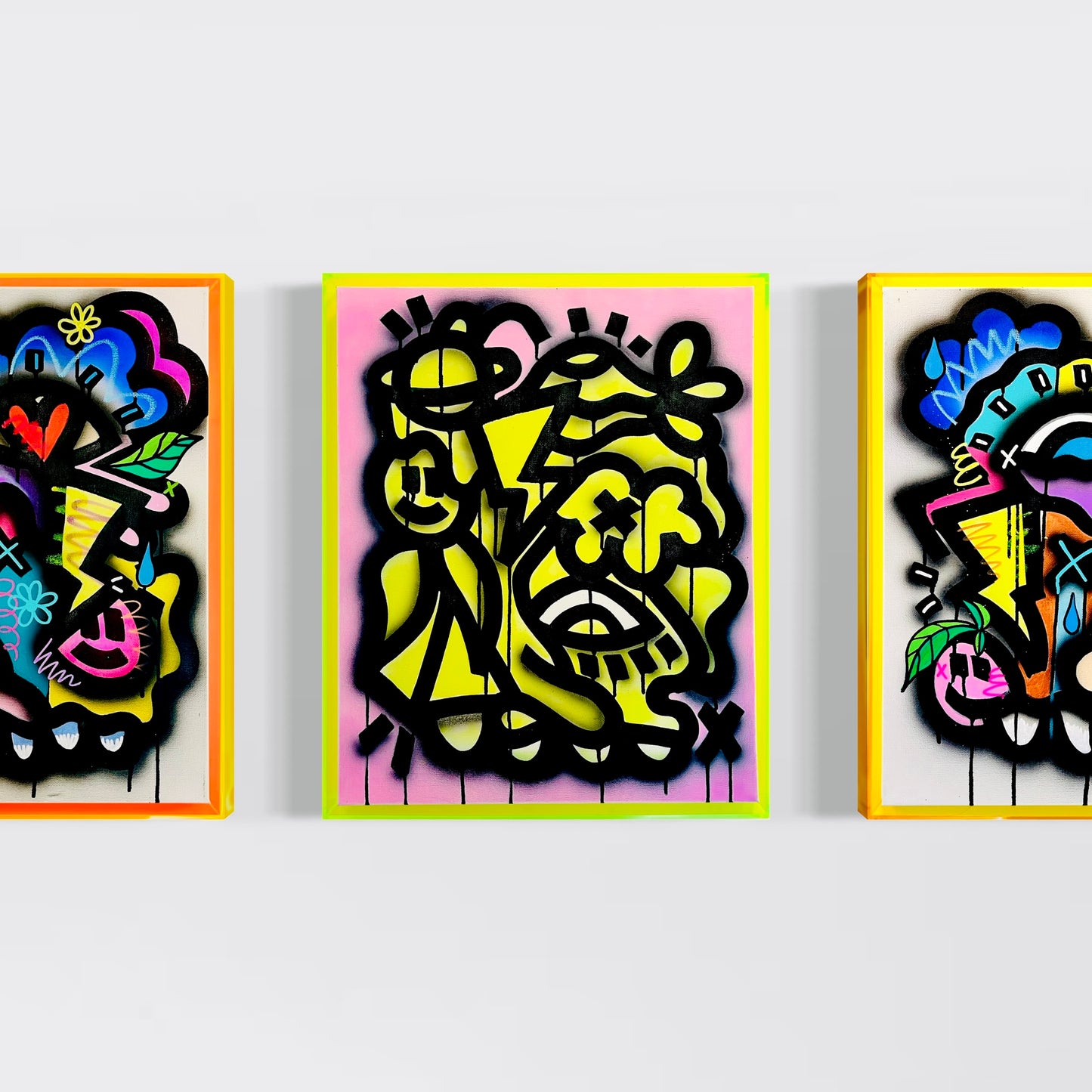 Chromatic Convergence- Original Framed Triptych