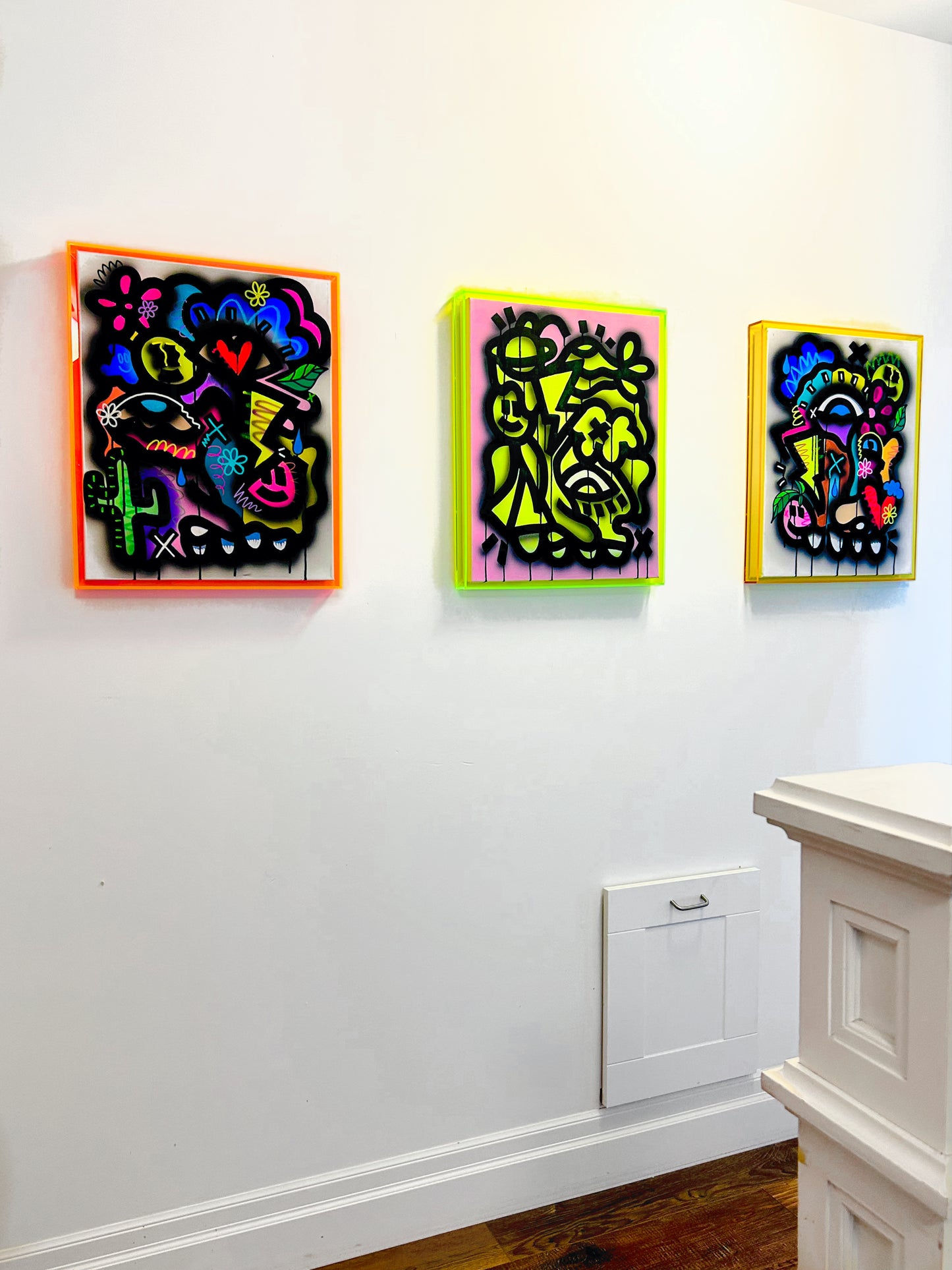 Chromatic Convergence- Original Framed Triptych