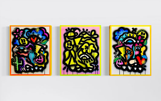 Chromatic Convergence- Original Framed Triptych